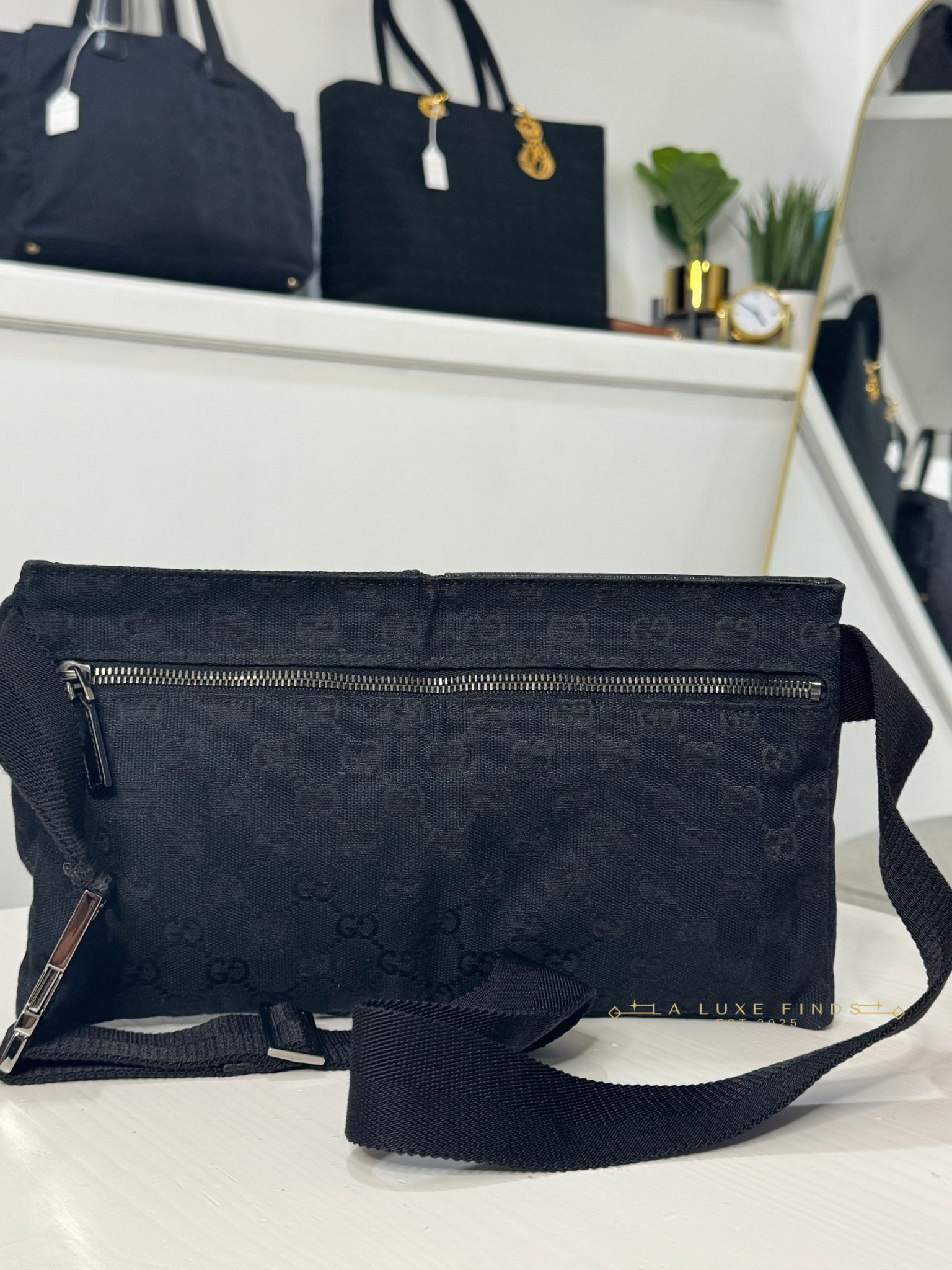 GUCCI GG Canvas Double Pocket Belt Bag