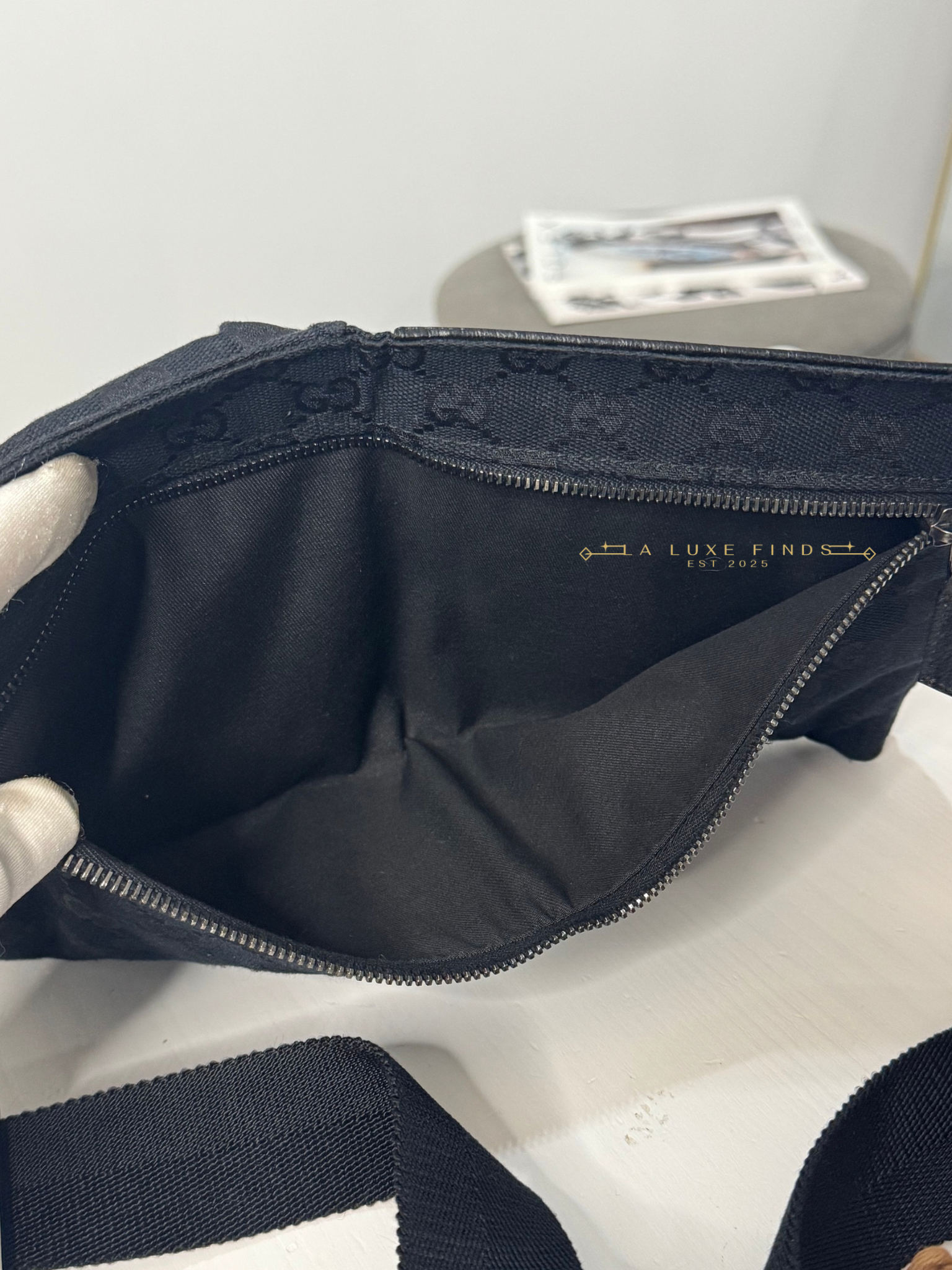 GUCCI GG Canvas Double Pocket Belt Bag