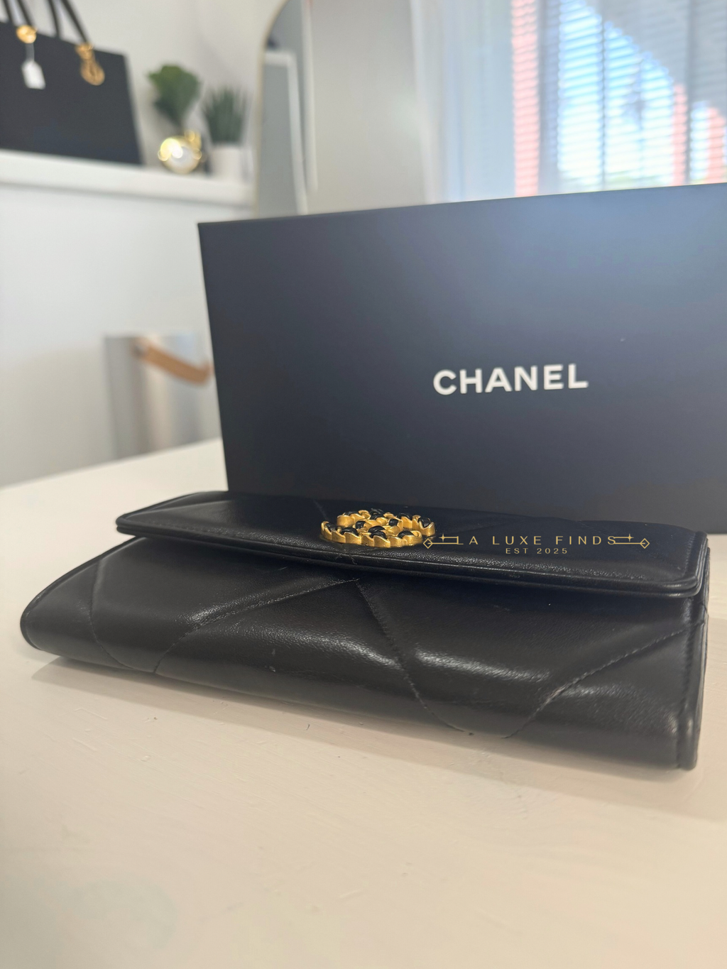 CHANEL 19 Lambskin Long Wallet