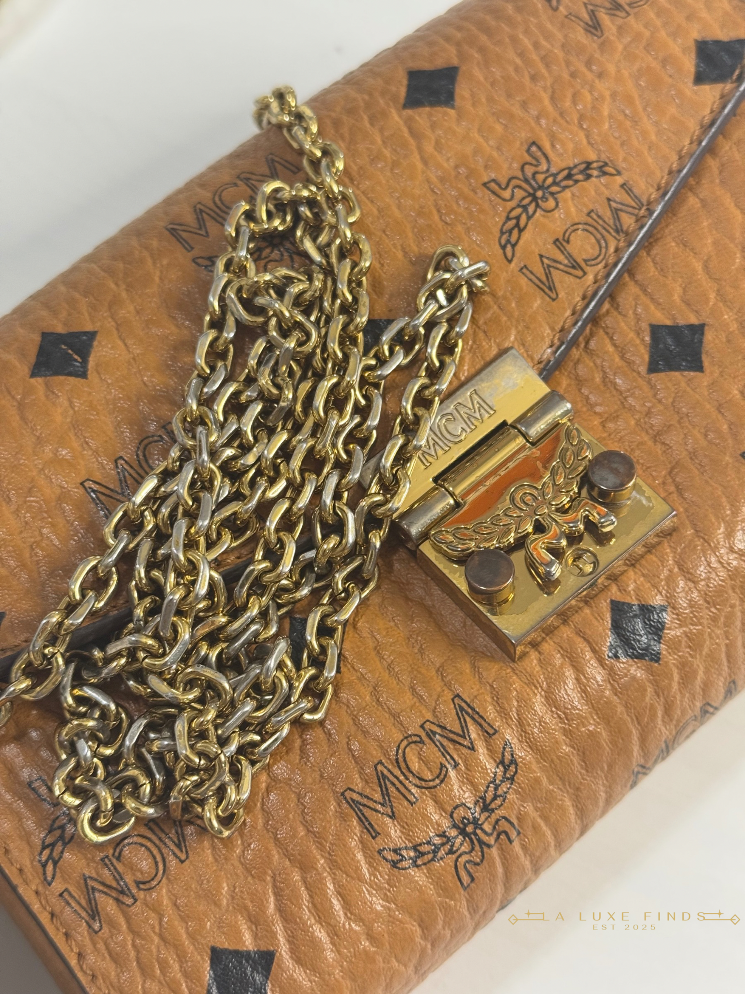 MCM Visetos Chain Crossbody Bag