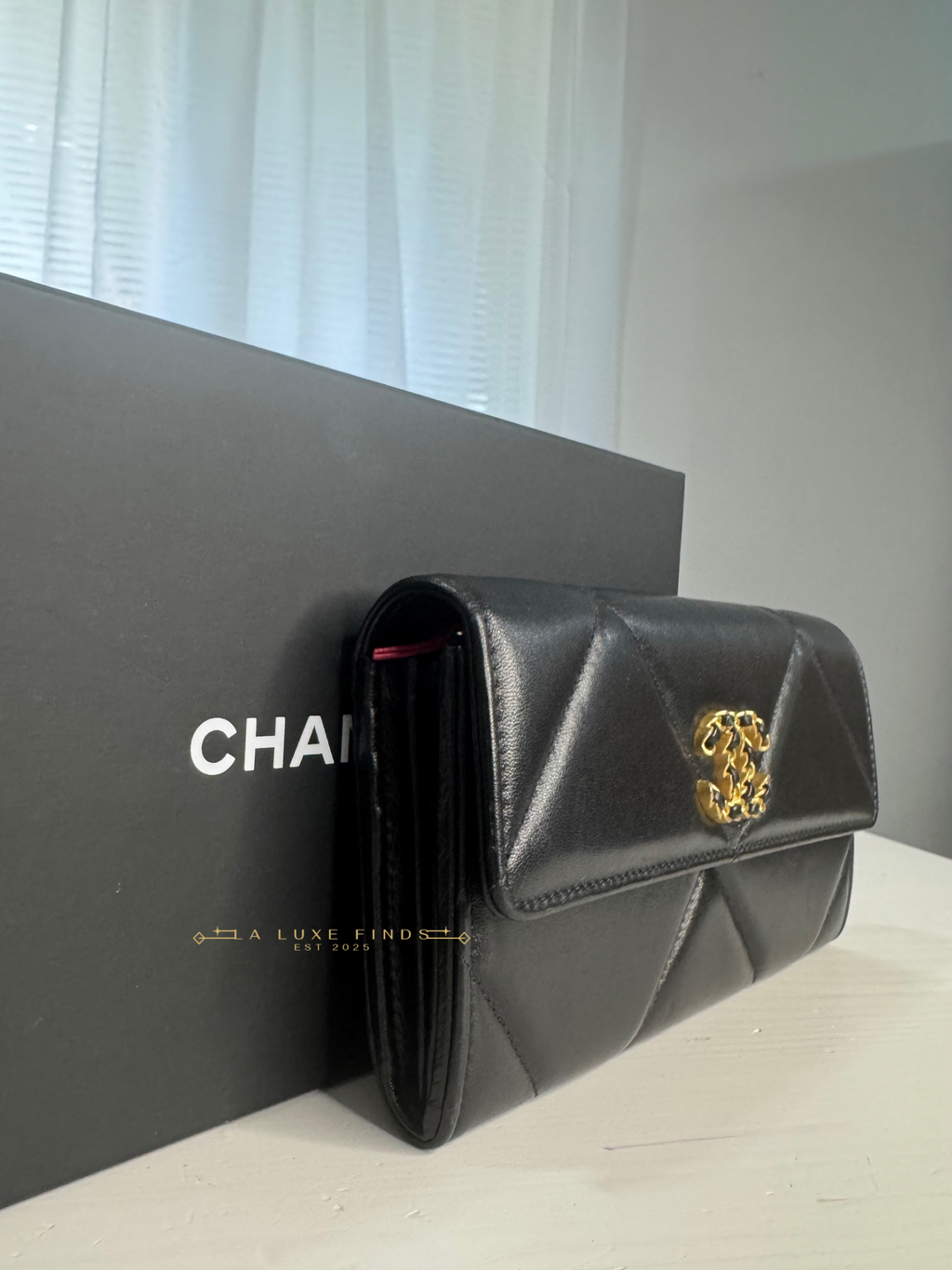 CHANEL 19 Lambskin Long Wallet