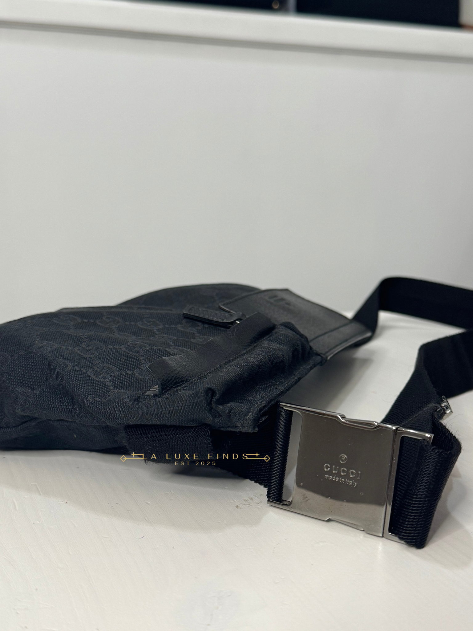 GUCCI GG Canvas Double Pocket Belt Bag