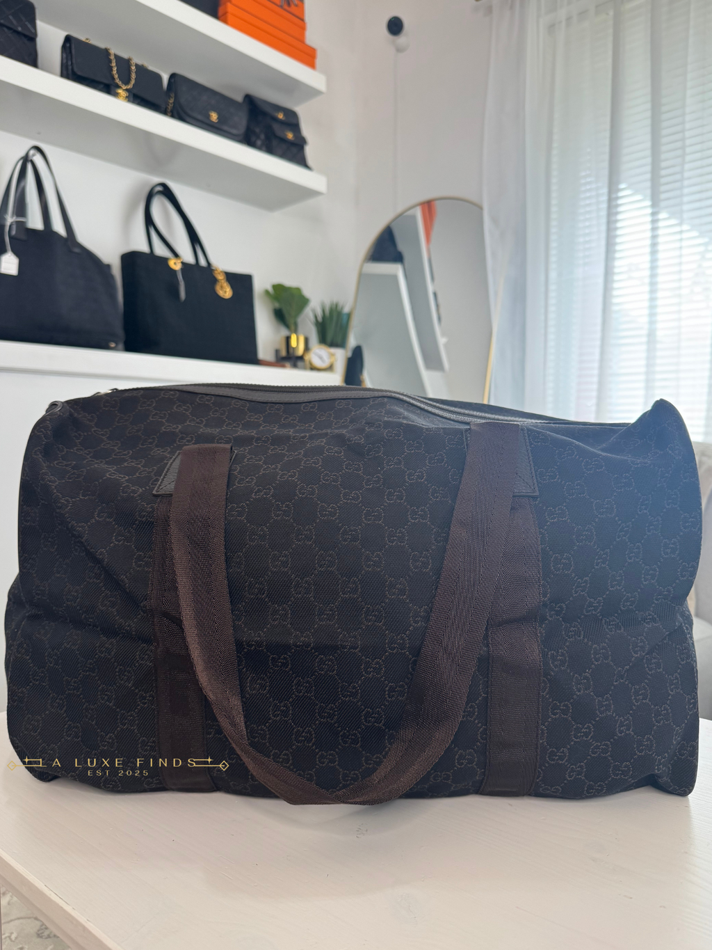 GUCCI Denim GG Canvas Collapsible Duffle Bag