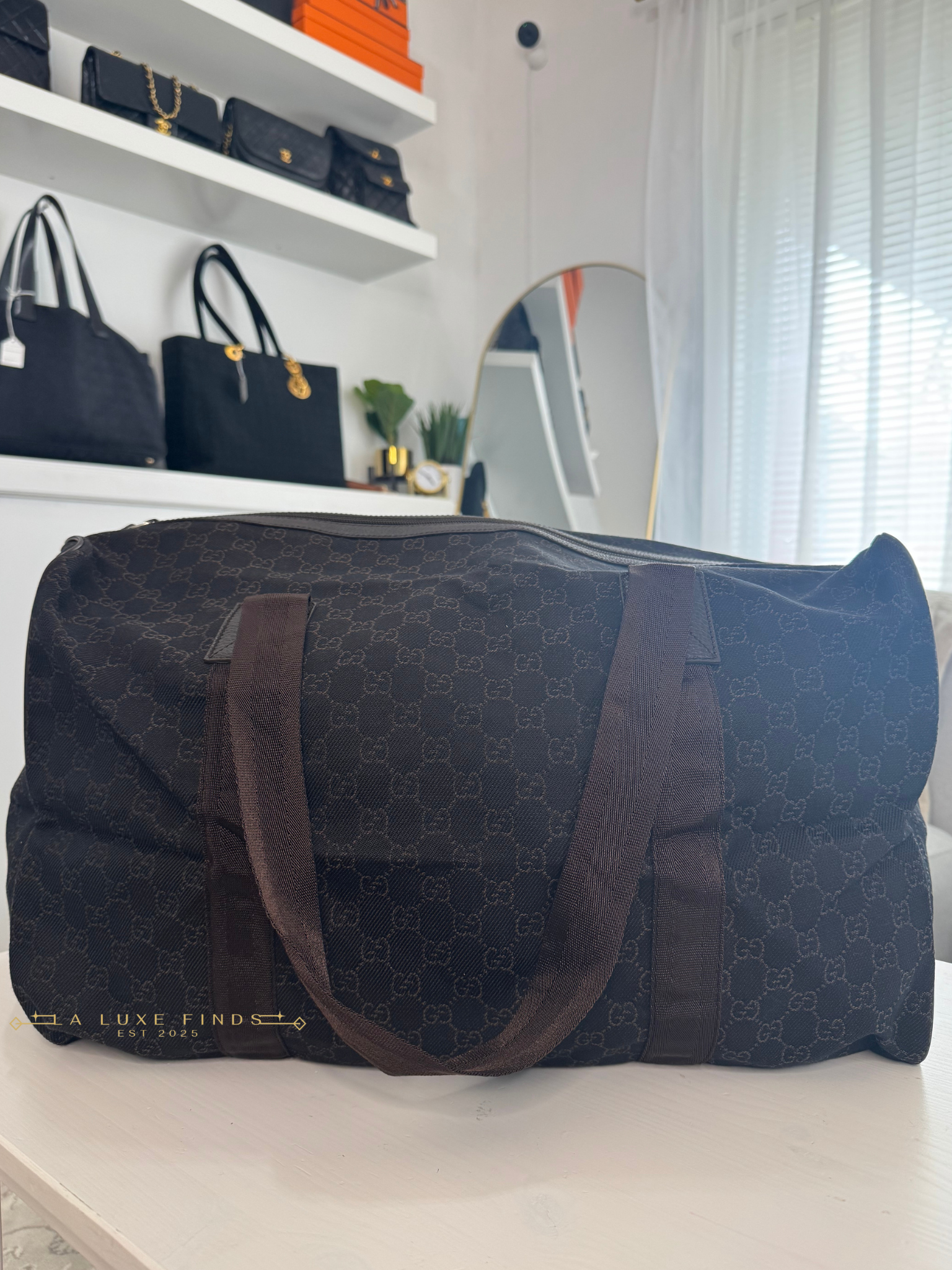 GUCCI Denim GG Canvas Collapsible Duffle Bag