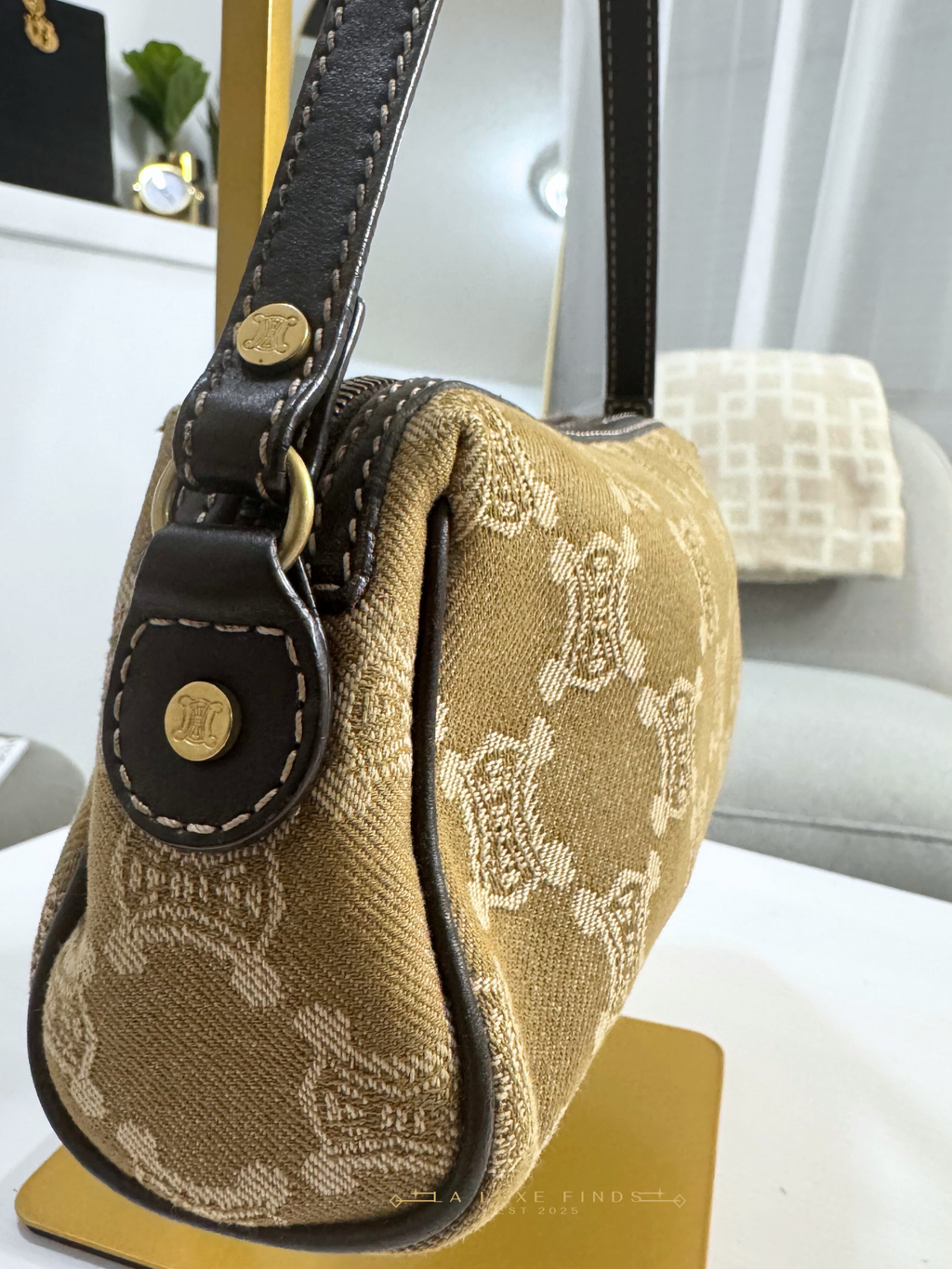 CELINE Macadam Canvas Shoulder Bag