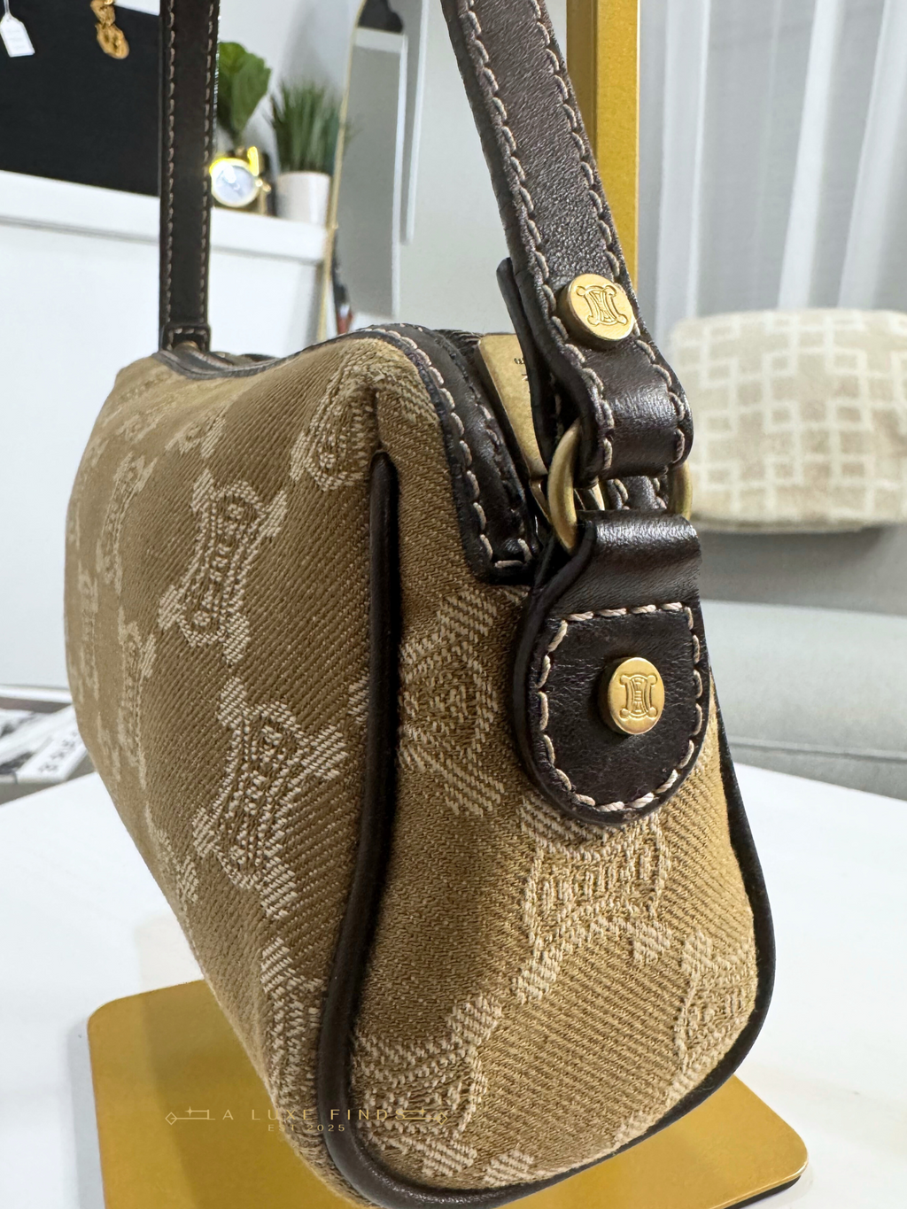 CELINE Macadam Canvas Shoulder Bag