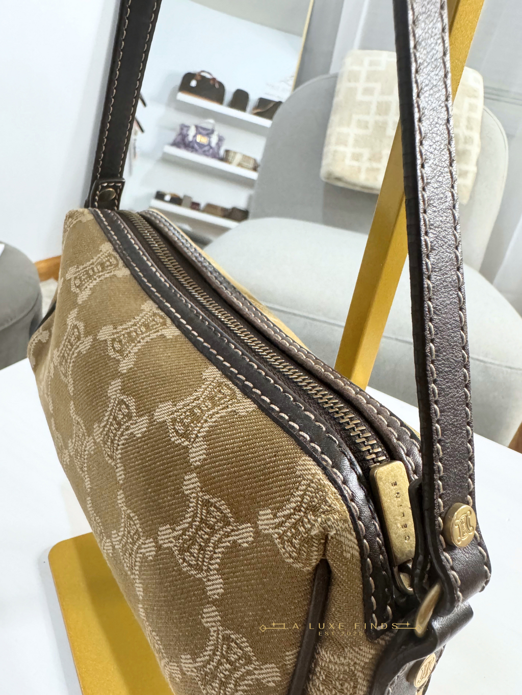 CELINE Macadam Canvas Shoulder Bag