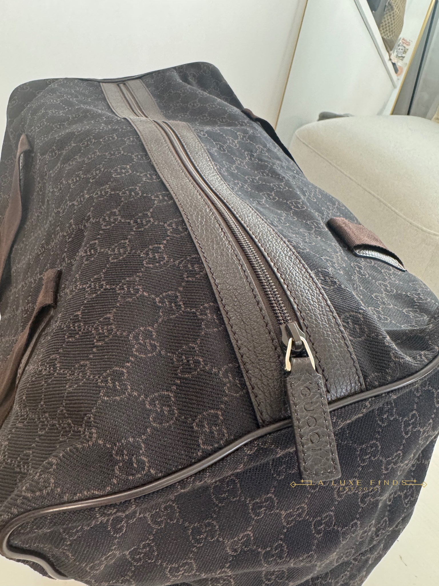 GUCCI Denim GG Canvas Collapsible Duffle Bag