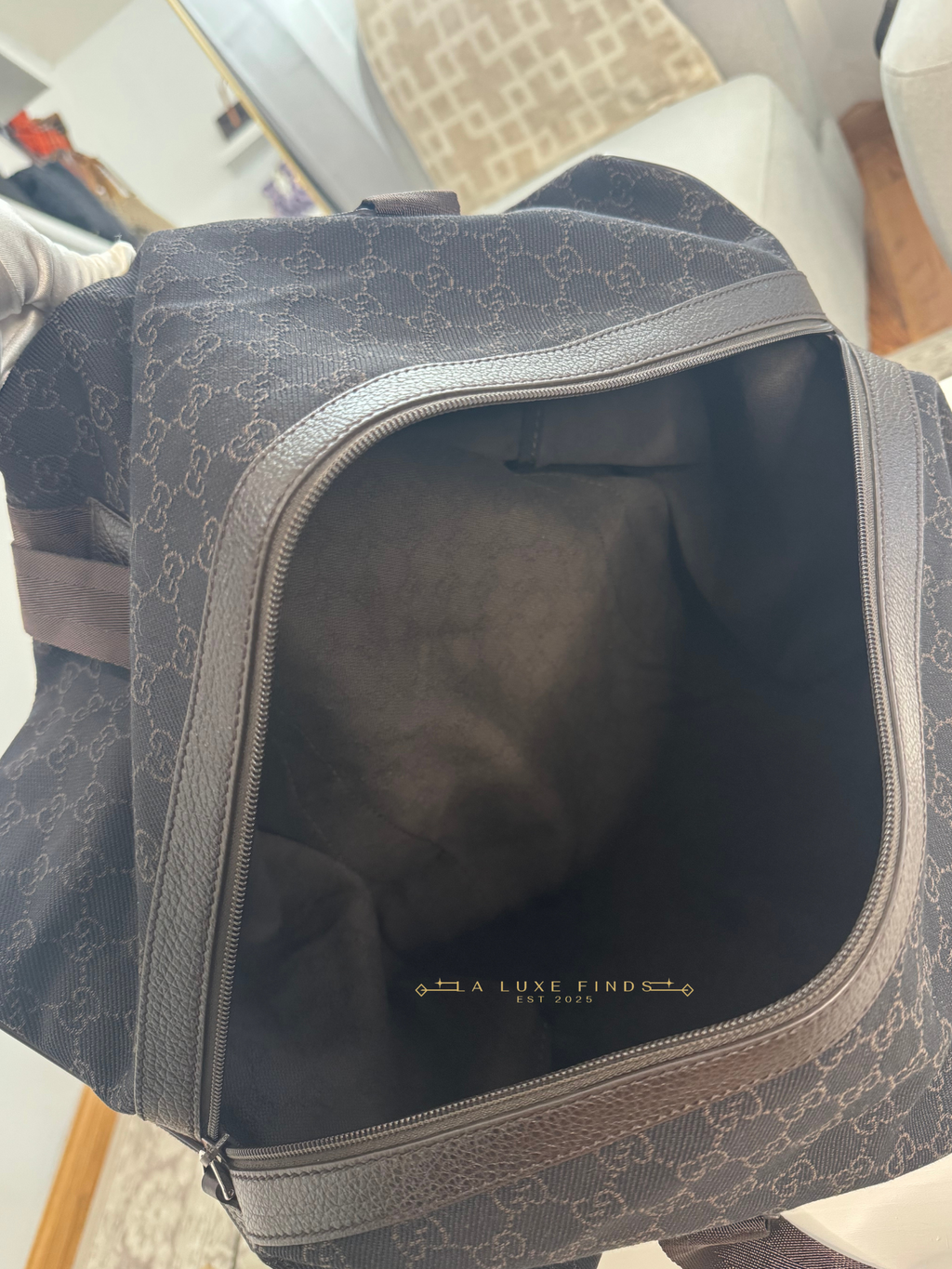 GUCCI Denim GG Canvas Collapsible Duffle Bag