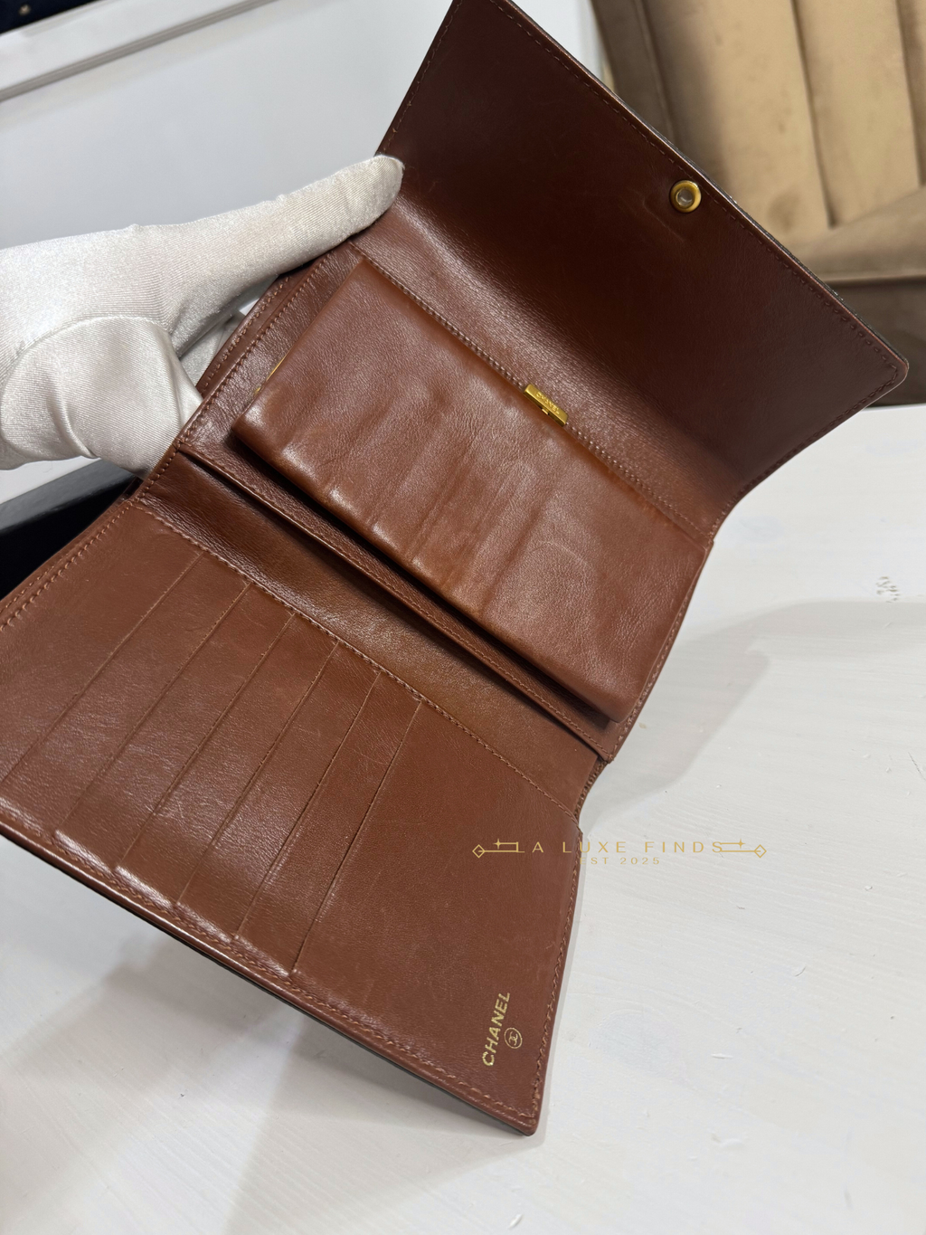 CHANEL CC Caviar Tri-Fold Long Wallet