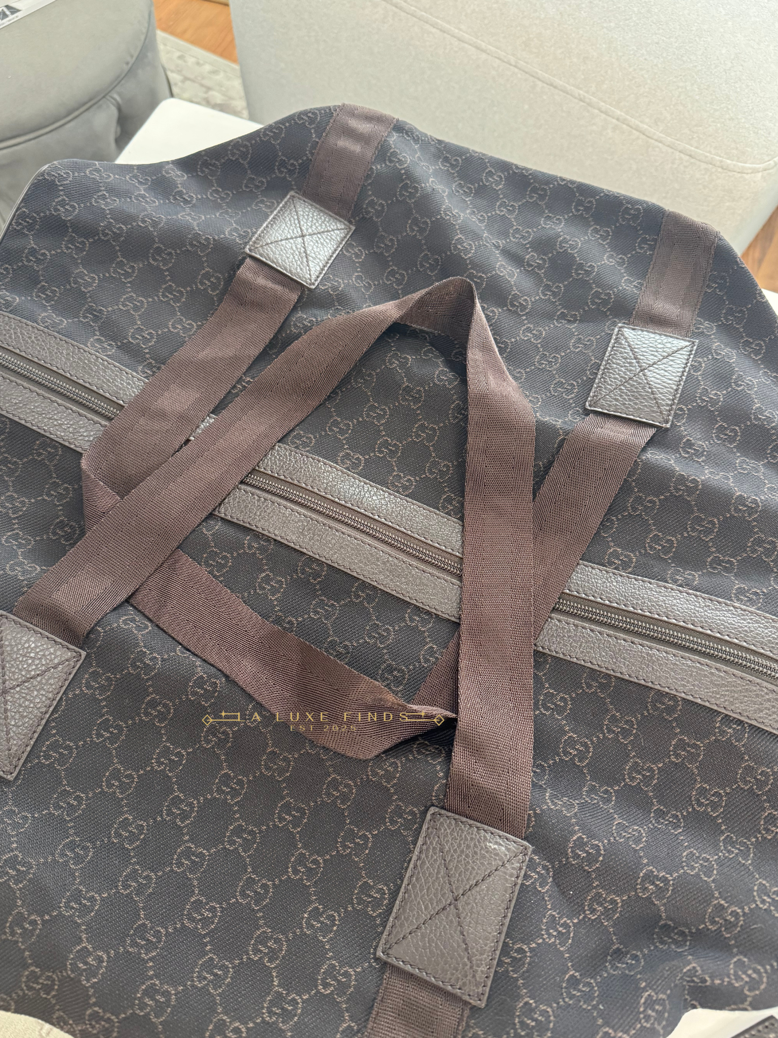 GUCCI Denim GG Canvas Collapsible Duffle Bag
